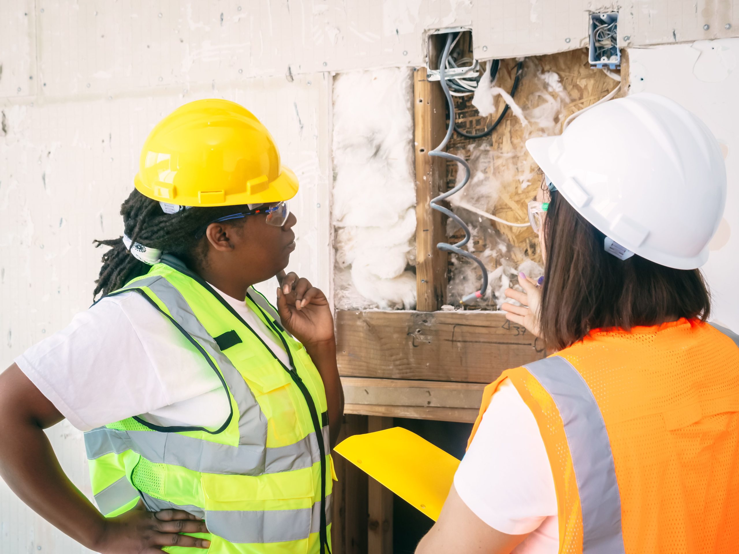 Deux ingénieures inspectent chantier équipées sécurité